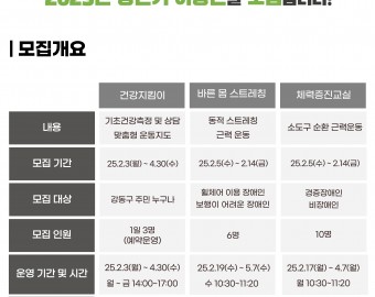 2025년 상반기 건강증진 프로그램 모집 안내